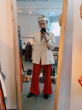 「VINTAGE（ヴィンテージ）のアイテム（ブーティ）」を使った、amiさん（レディース・158cm）の春コーディネート