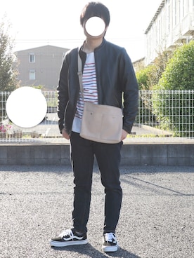 「オールドスクール」｜「アイテム（ライダースジャケット）」を使った、ヤスさん（メンズ・166cm）の春コーディネート