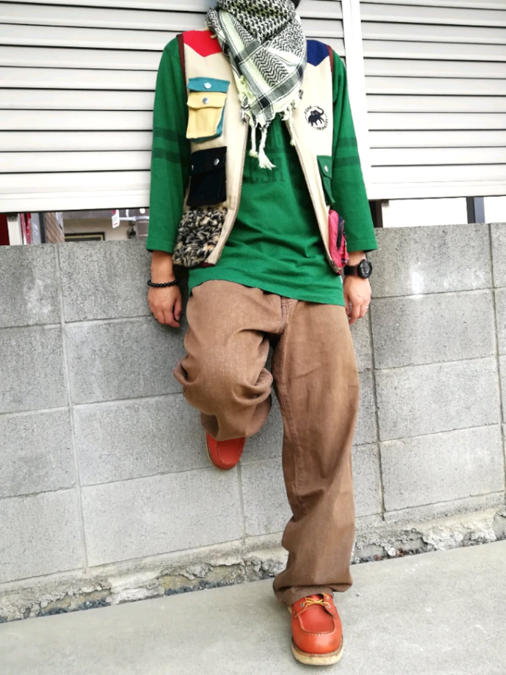「秋のコーデ、秋、ラフ、ストリート、本日のコーデ、ドラクエウォーク」｜「STUSSYのアイテム（デニムパンツ、ブラウン系）」を使った、Null-Ponさん（メンズ・164cm）の秋コーディネートの1枚目の写真