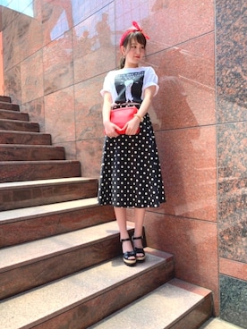 「To b. by agnes b.（トゥービーバイアニエスベー）のアイテム（ショルダーバッグ）」を使った、agnes b.KyotoIsetanさん（レディース・156cm）の夏コーディネート