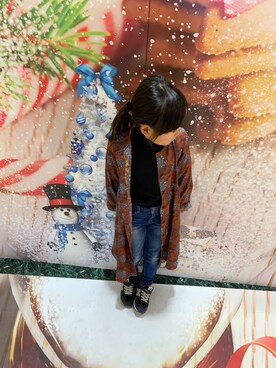 「アイテム（ニット/セーター、ブラック系）」を使った、CLOVER☆さん（キッズ・110cm）の秋コーディネート