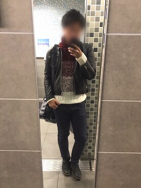 「ストリート服が好き」｜「アイテム（ライダースジャケット）」を使った、ふぁんさん（メンズ・179cm）の秋コーディネート