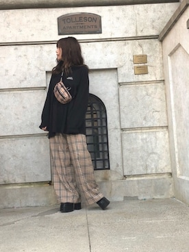 「アイテム（ボディバッグ/ウエストポーチ）」を使った、mami.さん（レディース・153cm）の秋コーディネート