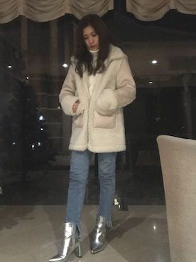 「EMODA（エモダ）のアイテム（ジャケット/アウター）」を使った、mami.さん（レディース・153cm）の冬コーディネート