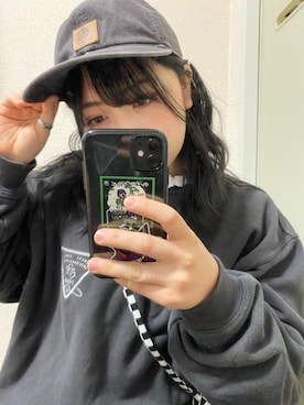 「Carhartt（カーハート）のカーハート ストラップバックキャップ ODESSA  CHARHARTT（キャップ）」を使った、umeさん（レディース・157cm）の冬コーディネート