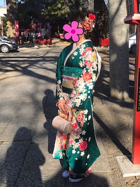 「アイテム（浴衣、グリーン系）」を使った、はぁづきさん（レディース・152cm）の冬コーディネート