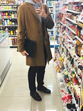 「パラブーツ」｜「アイテム（チェスターコート）」を使った、Jさん（メンズ・175cm）の秋コーディネート