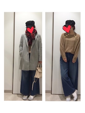 「MIXXO（ミッソ）のアイテム（チェスターコート）」を使った、__y_u_u__さん（レディース・161cm）の冬コーディネート