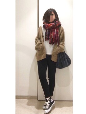 「chuu（チュー）のCHUU -5kgシンプルデニムスキニーパンツ vol.41（デニムパンツ）」を使った、__y_u_u__さん（レディース・161cm）の秋コーディネート