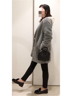 「chuu（チュー）のCHUU -5kgシンプルデニムスキニーパンツ vol.41（デニムパンツ）」を使った、__y_u_u__さん（レディース・161cm）の冬コーディネート