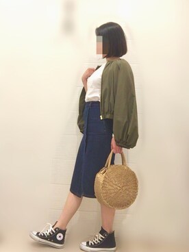 「ラップスカート」｜「アイテム（ブルゾン）」を使った、__y_u_u__さん（レディース・161cm）の春コーディネート