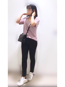 「chuu（チュー）のCHUU -5kgシンプルデニムスキニーパンツ vol.41（デニムパンツ）」を使った、__y_u_u__さん（レディース・161cm）の夏コーディネート