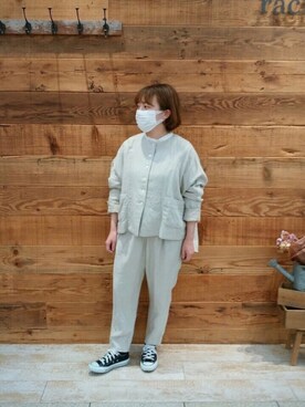「PUAL CE CIN（ピュアルセシン）のアイテム（ノーカラージャケット）」を使った、tomoさん（レディース・152cm）の春コーディネート