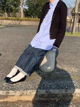 「agnes b.（アニエスベー）のM001 CARDIGAN カーディガンプレッション（カーディガン/ボレロ）」を使った、__19.95さん（レディース・163cm）の春コーディネート