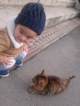 「アイテム（スリッポン、ブルー系）」を使った、91039さん（キッズ・70cm）の春コーディネート