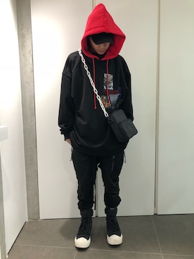 「DANKE SCHON（ダンケシェーン）のアイテム（バッグ）」を使った、アライトモヤさん（メンズ・170cm）の夏コーディネート