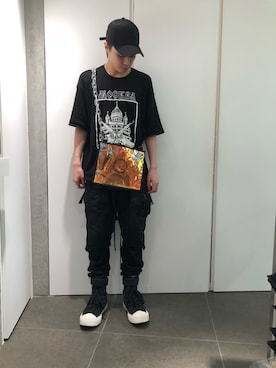「DANKE SCHON（ダンケシェーン）のアイテム（バッグ）」を使った、アライトモヤさん（メンズ・170cm）の夏コーディネート