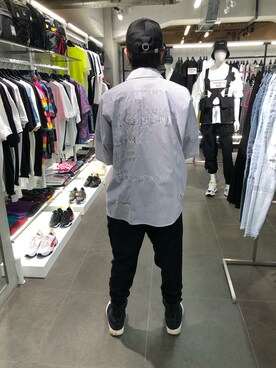 「DANKE SCHON（ダンケシェーン）のDankeSchone/ダンケシェーン/Stripe Albert S/S SHIRTS(ショートスリーブシャツ)（シャツ/ブラウス）」を使った、アライトモヤさん（メンズ・170cm）の夏コーディネート