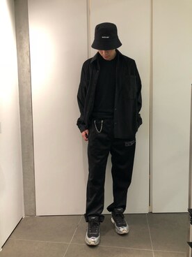 「L.H.P（エルエイチピー）のアイテム（帽子）」を使った、アライトモヤさん（メンズ・170cm）の秋コーディネート