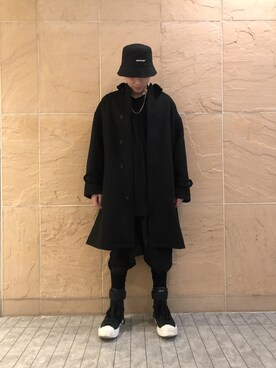 「L.H.P（エルエイチピー）のアイテム（帽子）」を使った、アライトモヤさん（メンズ・170cm）の冬コーディネート