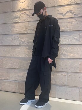 「DANKE SCHON（ダンケシェーン）のDankeSchon/ダンケシェーン/撥水ストレッチナイロンカーゴシャツ（シャツ/ブラウス）」を使った、アライトモヤさん（メンズ・170cm）の冬コーディネート