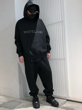 「WHITELAND（ホワイトランド）のWHITELAND/ホワイトランド/プリントパーカー（パーカー）」を使った、アライトモヤさん（メンズ・170cm）の冬コーディネート