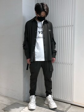 「DANKE SCHON（ダンケシェーン）のDankeSchon/ダンケシェーン/撥水ストレッチナイロンカーゴシャツ（シャツ/ブラウス）」を使った、アライトモヤさん（メンズ・170cm）の春コーディネート