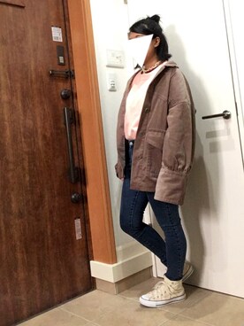 「フリルトップス」｜「アイテム（その他アウター）」を使った、mnkさん（レディース・151cm）の春コーディネート