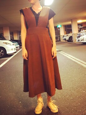 「rps（アールピーエス）のアイテム（サロペット/オーバーオール）」を使った、mayoさん（レディース・157cm）の秋コーディネート