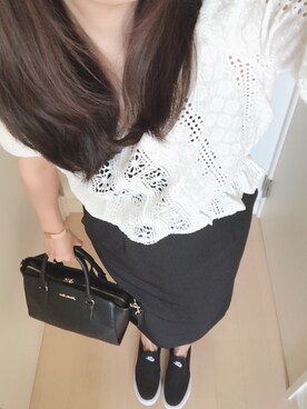 「Daniel Wellington（ダニエルウェリントン）の販売終了クラシックペティット アッシュフィールド32mm（アナログ腕時計）」を使った、aiさん（レディース・160cm）の夏コーディネート