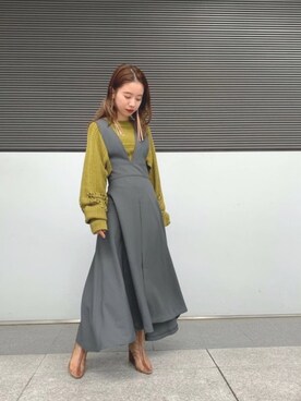 「STUDIOUS（ステュディオス）のアイテム（ジャンパースカート）」を使った、mai haradaさん（レディース・152cm）の夏コーディネート