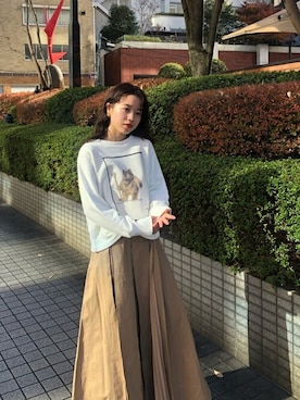 「STUDIOUS（ステュディオス）のアイテム（スウェット）」を使った、mai haradaさん（レディース・152cm）の秋コーディネート