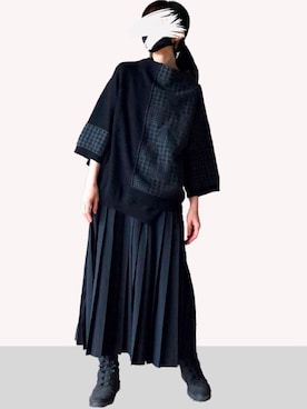 「Yohji Yamamoto（ヨウジヤマモト）のアイテム（ブーツ）」を使った、くろ［相互］さん（レディース・162cm）の春コーディネート