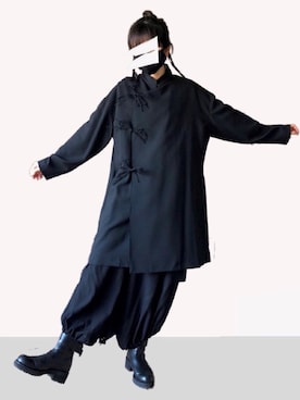 「Yohji Yamamoto（ヨウジヤマモト）のアイテム（ブーツ）」を使った、くろ［相互］さん（レディース・162cm）の春コーディネート