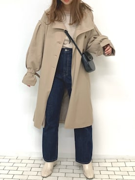 「apres jour（アプレジュール）のアイテム（トレンチコート）」を使った、apres_jourさん（レディース・158cm）の冬コーディネート