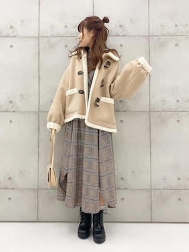 「apres jour（アプレジュール）のアイテム（ダッフルコート）」を使った、apres_jourさん（レディース・158cm）の秋コーディネート