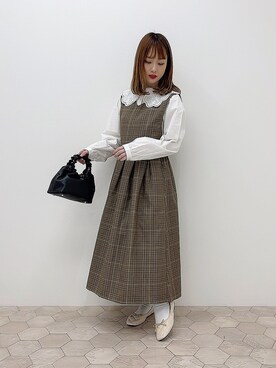 「apres jour（アプレジュール）のアイテム（ジャンパースカート）」を使った、apres_jourさん（レディース・158cm）の冬コーディネート