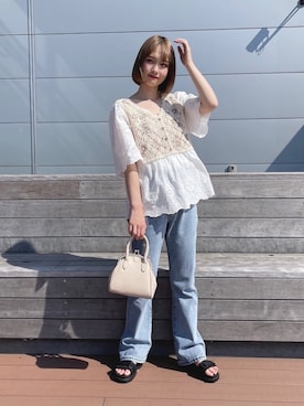 「透かし編みニット」｜apres_jourさん（レディース・153cm）の夏コーディネート