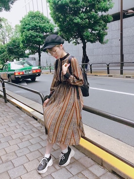 「tiptop（ティップトップ）のアイテム（シューズ）」を使った、胡桃沢まひるさん（レディース・167cm）の秋コーディネート