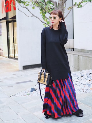 新品UN3D. 37,400円 オリガミボーダープリーツマキシスカート UN3D.（アンスリード）の「オリガミボーダースカート（スカート）」 - WEAR