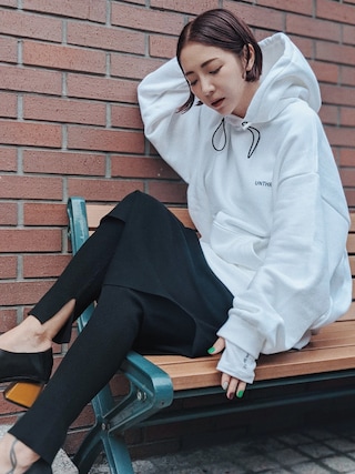 UN3D.（アンスリード）変形パーカー HEM CUT SHORT HOODIE パーカー プルオーバー ショート丈 変形