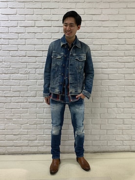 「リバーシブル」｜「アイテム（デニムジャケット）」を使った、koheiさん（メンズ・170cm）の春コーディネート