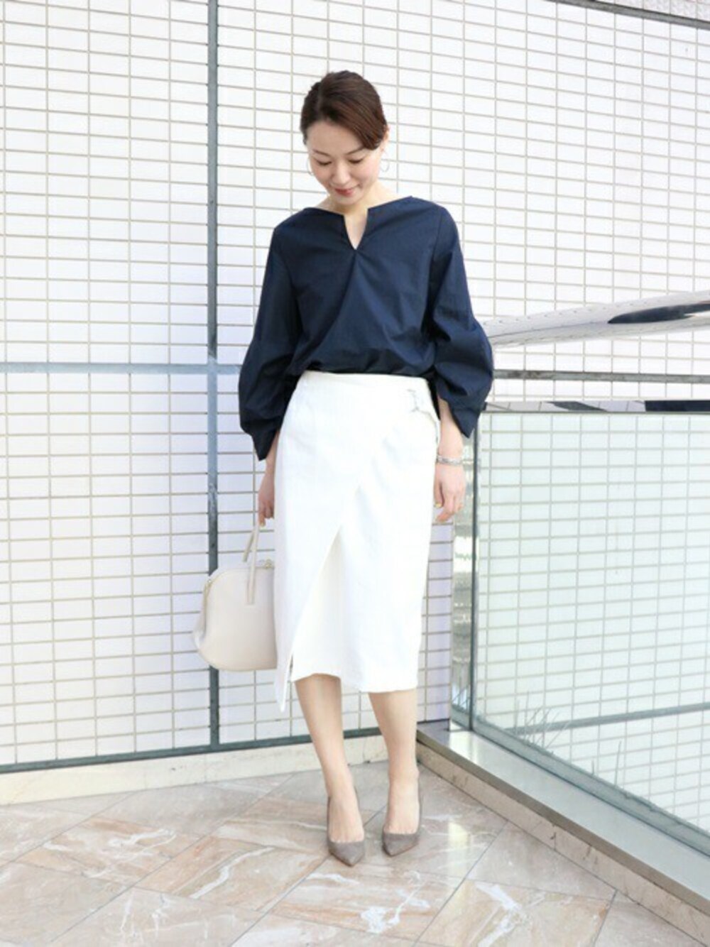 Noble - ♡り専用♡NOBLE ストライプドロストボリュームスリーブブラウス ストライプドロストオーバーシャツ（シャツ／ブラウス）｜NOBLE