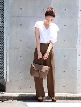 「Noble（ノーブル）のアイテム（トートバッグ）」を使った、chikaさん（レディース・165cm）の夏コーディネート