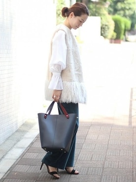 「Noble（ノーブル）のアイテム（トートバッグ）」を使った、chikaさん（レディース・165cm）の秋コーディネート