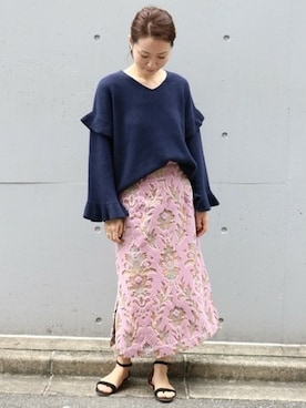 「袖フリル」｜chikaさん（レディース・165cm）の秋コーディネート