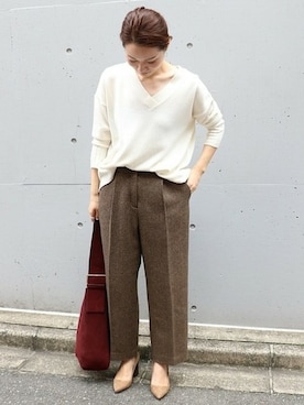 「ツイードパンツ」｜chikaさん（レディース・165cm）の秋コーディネート