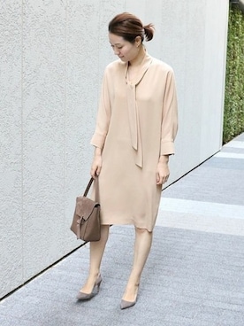 「ボウタイ」｜chikaさん（レディース・165cm）の冬コーディネート