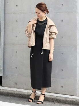 「透け感」｜「アイテム（その他アウター）」を使った、chikaさん（レディース・165cm）の冬コーディネート