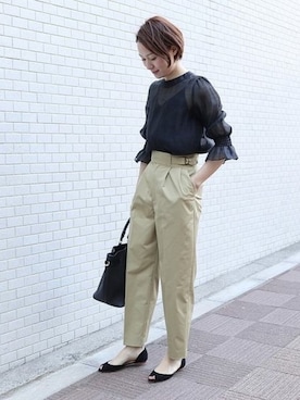 「Noble（ノーブル）のアイテム（トートバッグ）」を使った、chikaさん（レディース・165cm）の冬コーディネート